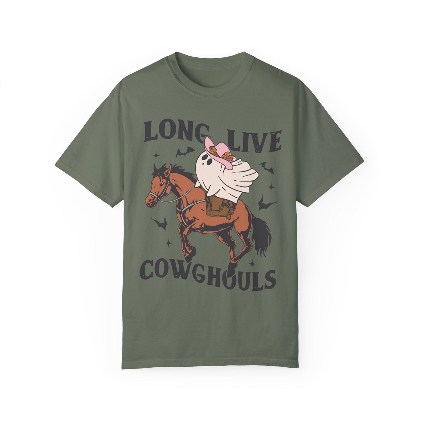 Long Live Cowghouls Western Halloween Graphic Tee Shirt Moss