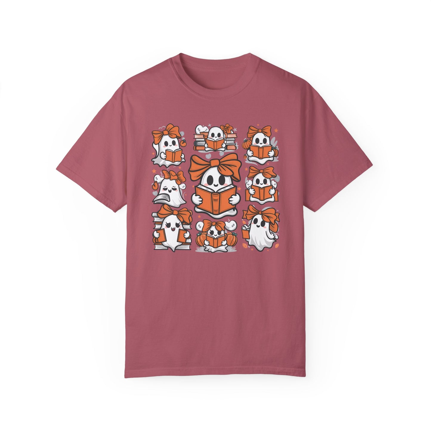 Ghost Reading Shirt, Teacher Halloween Shirt Crimson