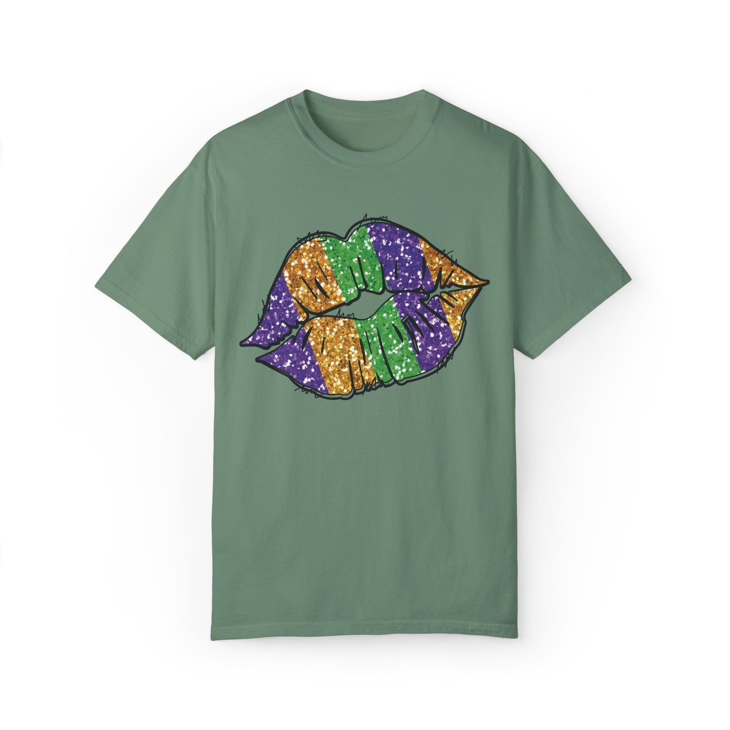 Comfort Colors Mardi Gras Lip Shirt Light Green
