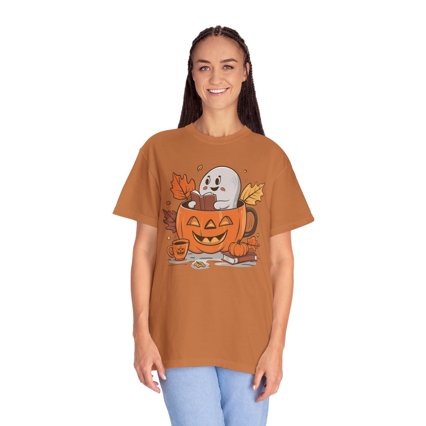 Cute Pumpkin Bookish Ghost Halloween Shirt