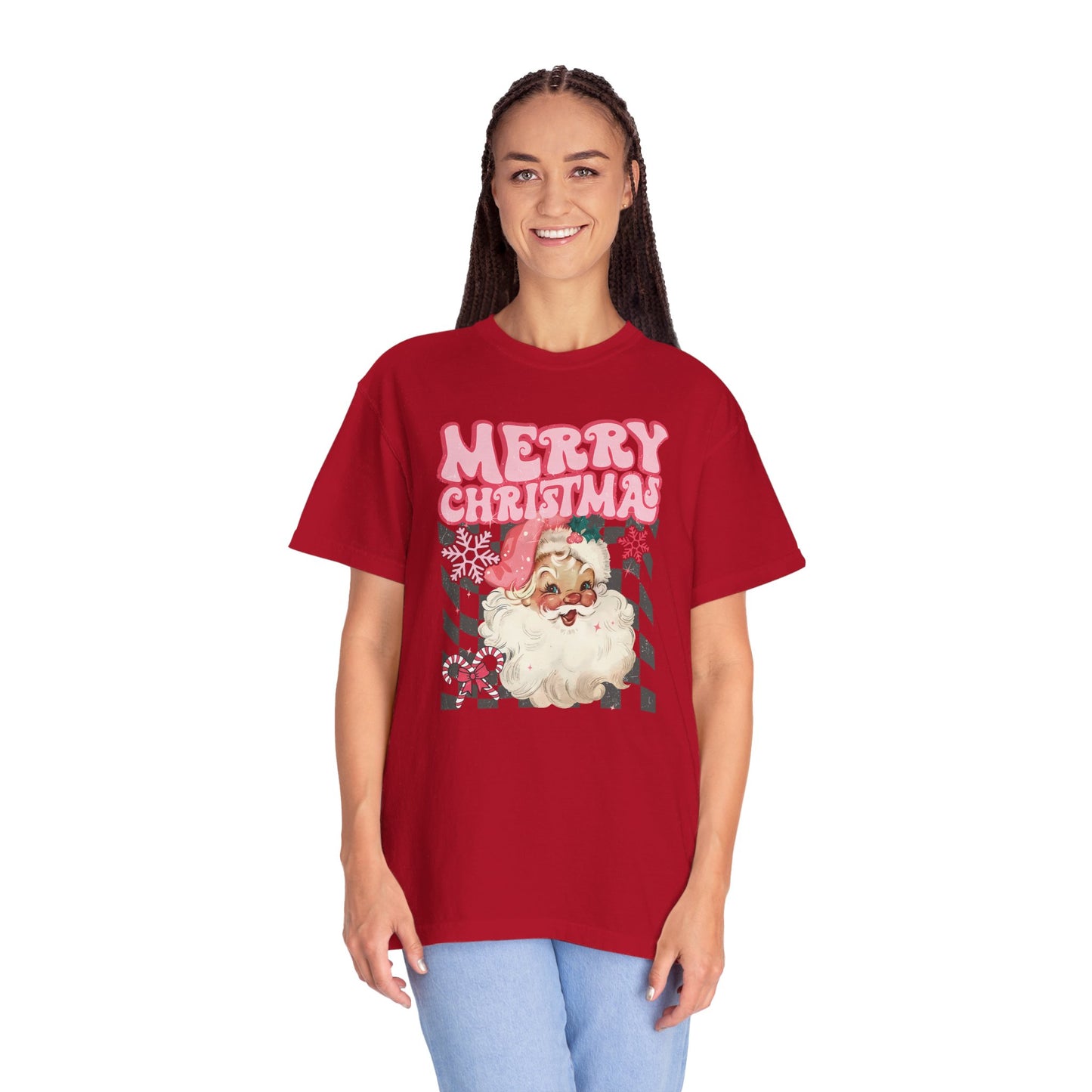 Retro Pink Santa Christmas Shirt