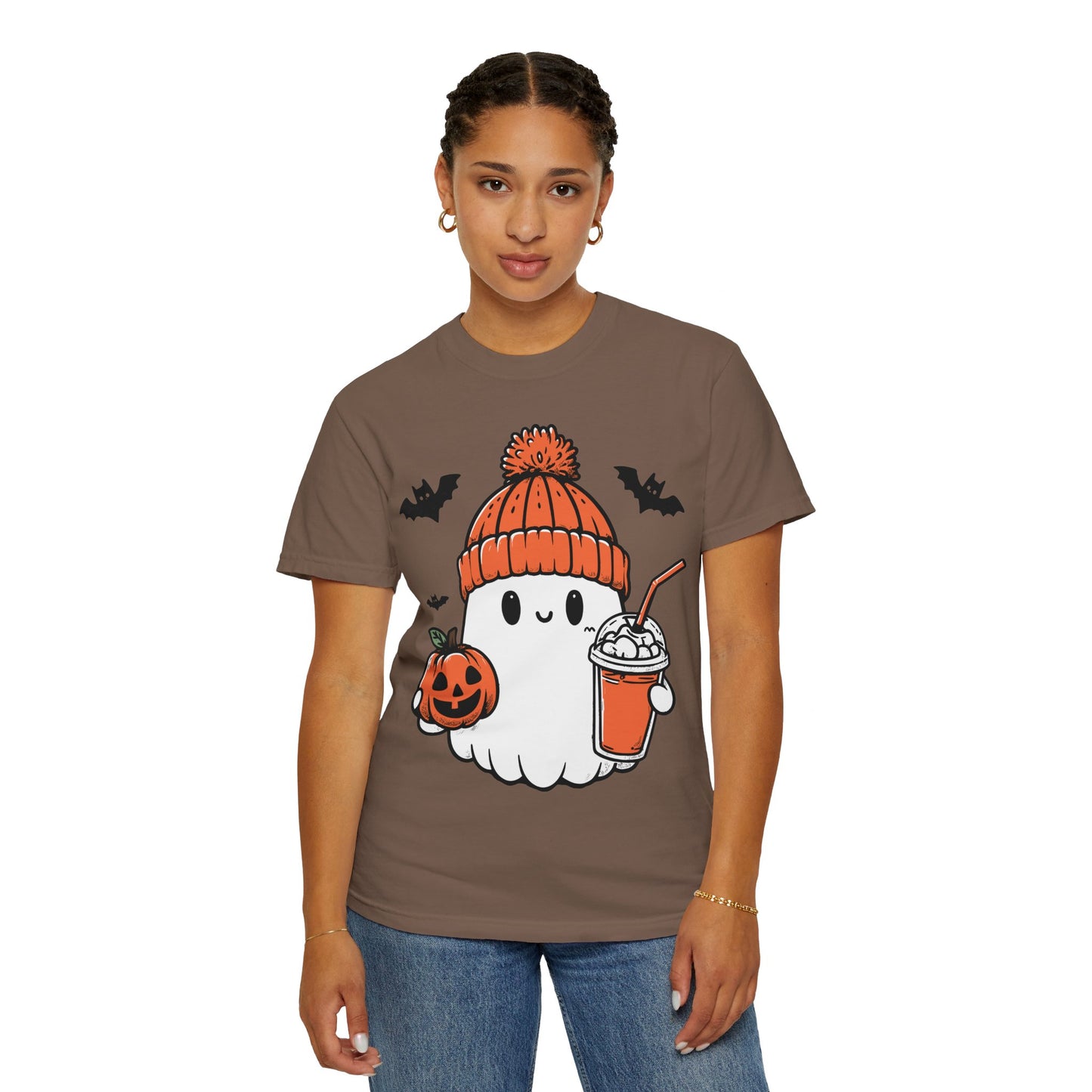 Comfort Colors Сute Ghost Coffee Shirt, Сute Little Ghost Iced Coffee t-shirt