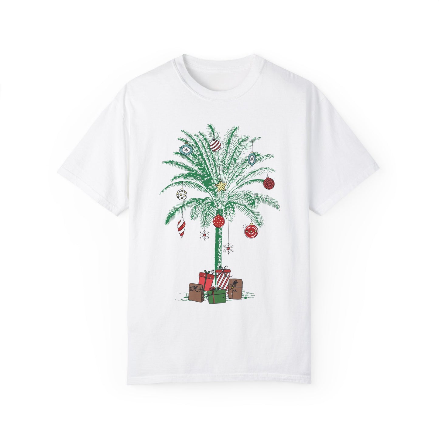 Christmas Palm Tree Shirt - Beach Aloha Xmas Tee White