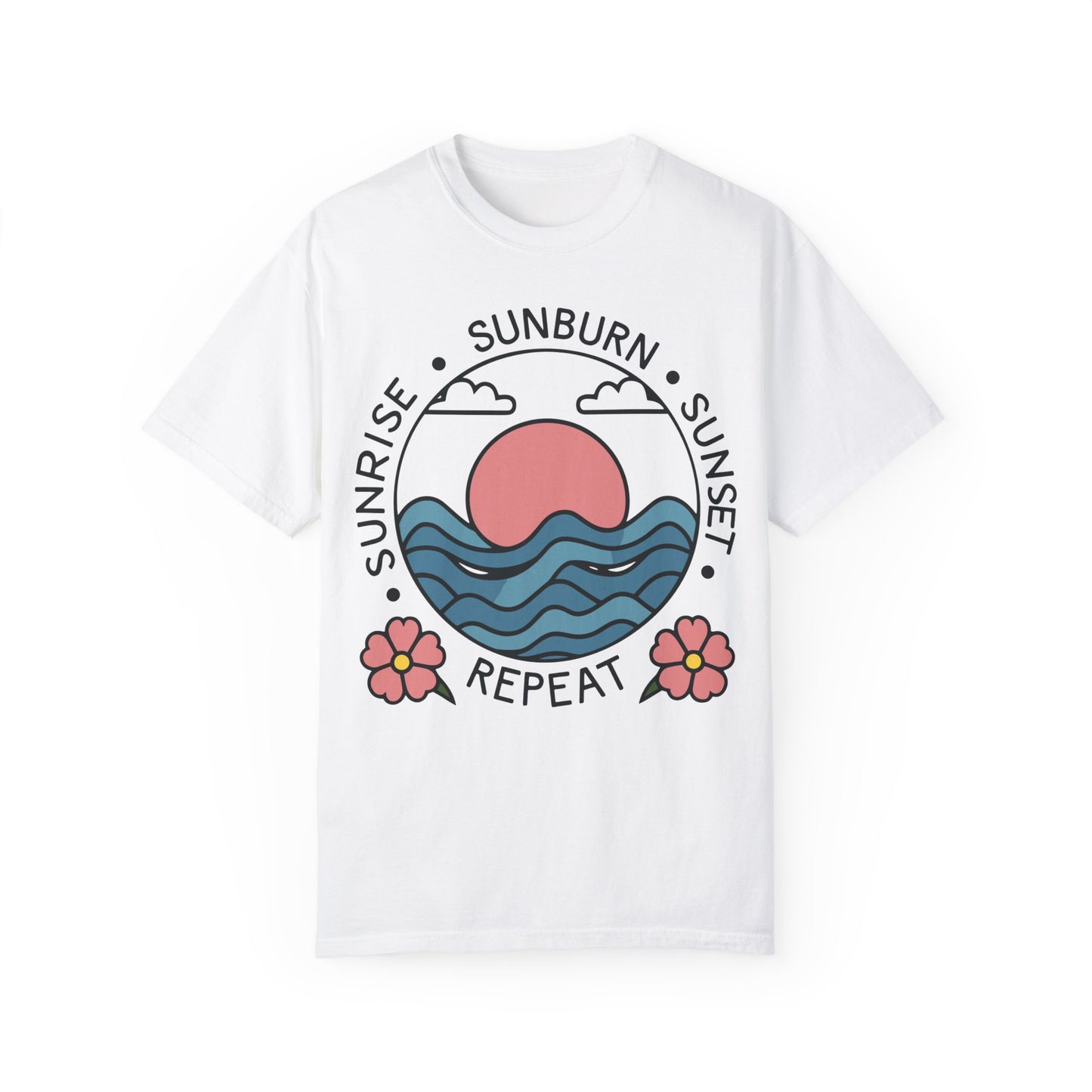 Retro Summer Shirt Sunrise Sunburn Sunset Repeat Shirt White