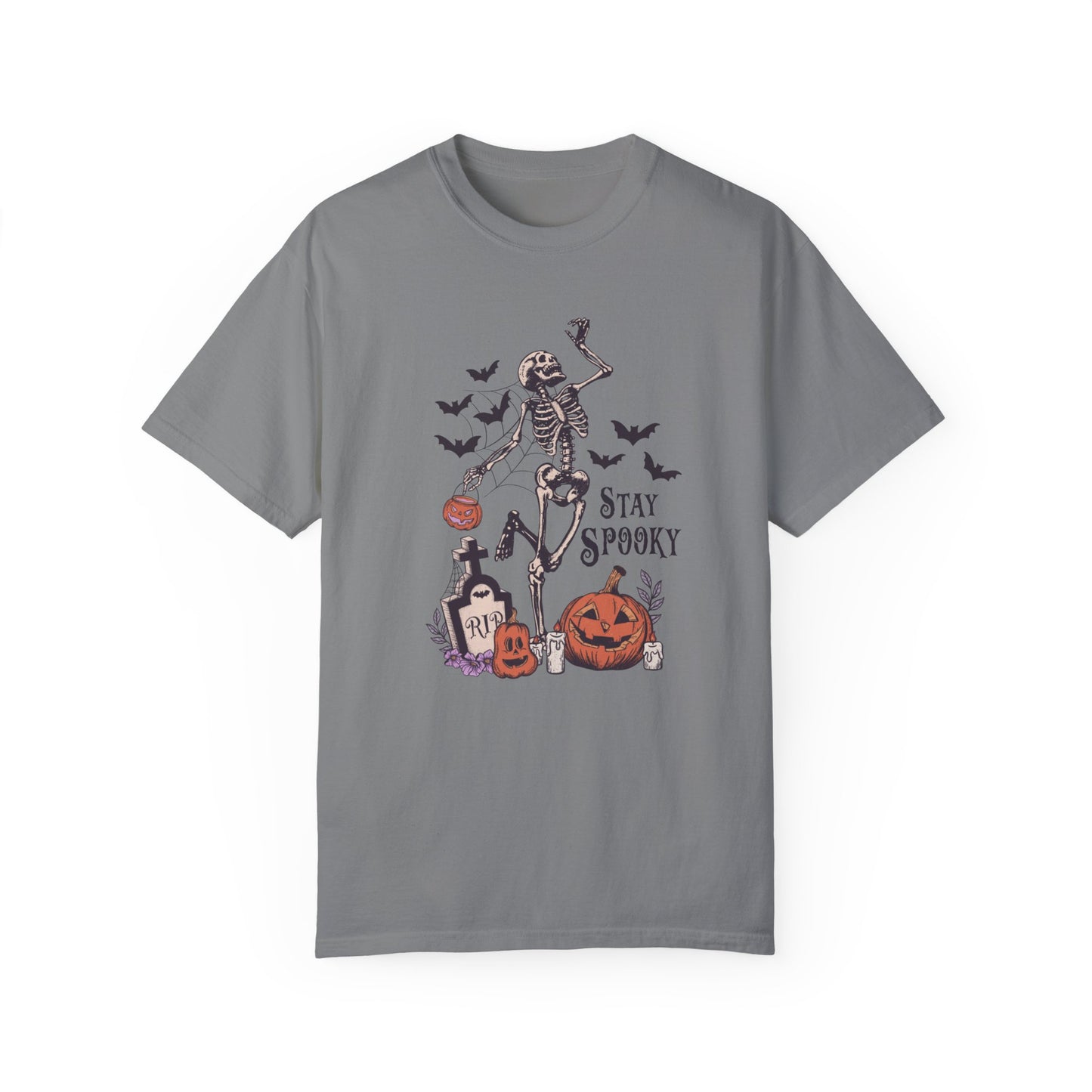 Comfort Colors® Dancing Skeleton Shirt - Stay Spooky Shirt Grey