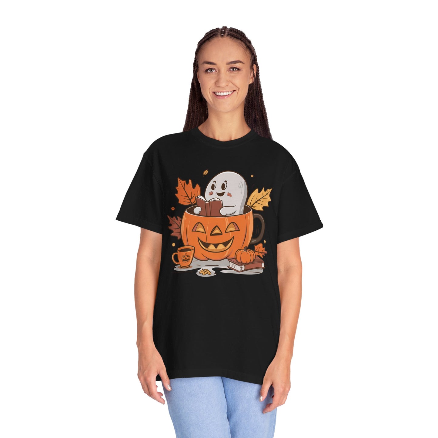 Cute Pumpkin Bookish Ghost Halloween Shirt