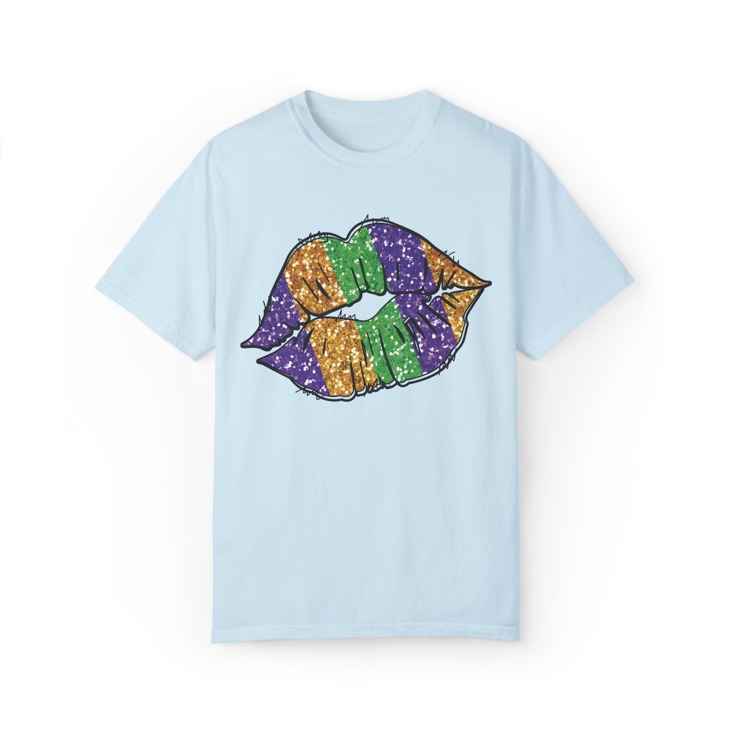 Comfort Colors Mardi Gras Lip Shirt Chambray