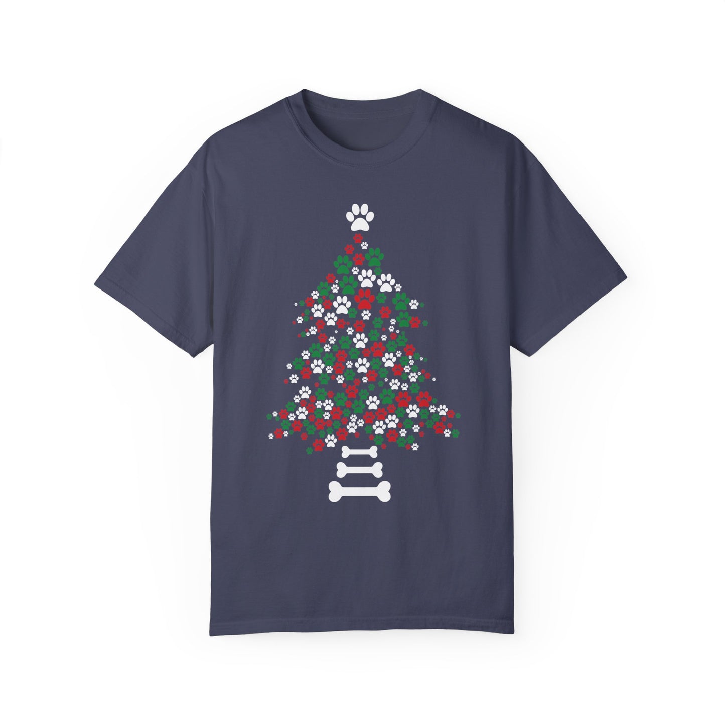 Paw Prints Christmas Tree Shirt, Merry Christmas, Dog Lover Shirt Denim