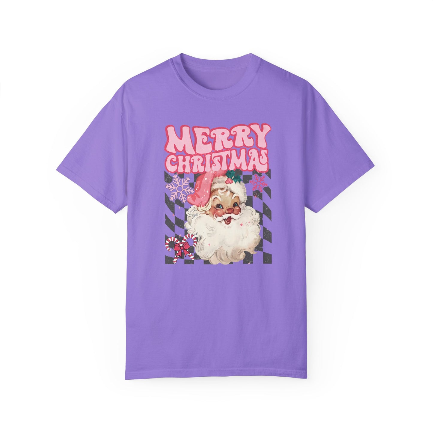 Retro Pink Santa Christmas Shirt Violet