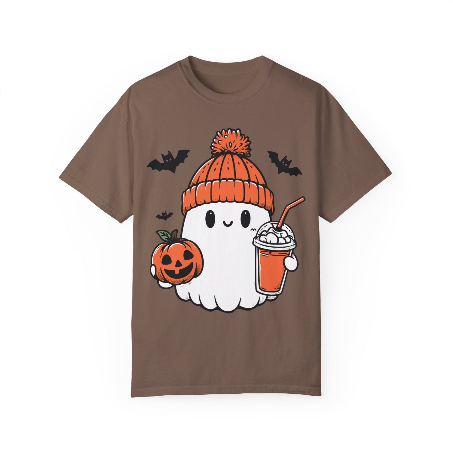 Comfort Colors Сute Ghost Coffee Shirt, Сute Little Ghost Iced Coffee t-shirt Espresso