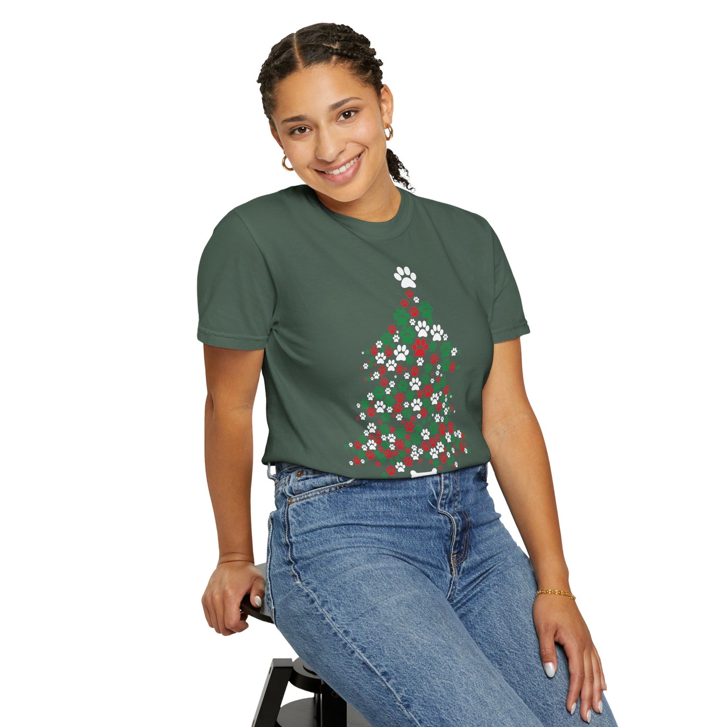 Paw Prints Christmas Tree Shirt, Merry Christmas, Dog Lover Shirt