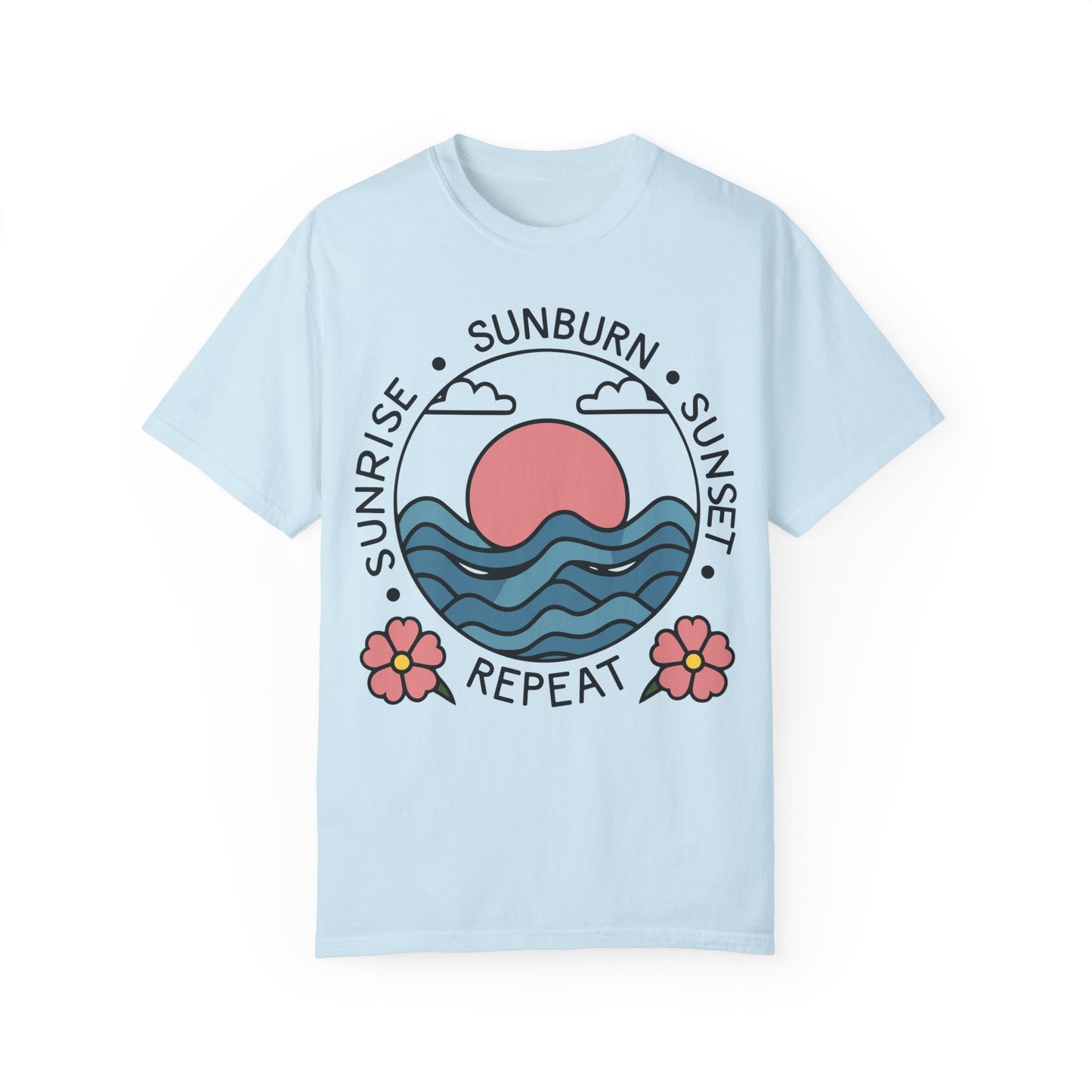 Retro Summer Shirt Sunrise Sunburn Sunset Repeat Shirt Chambray