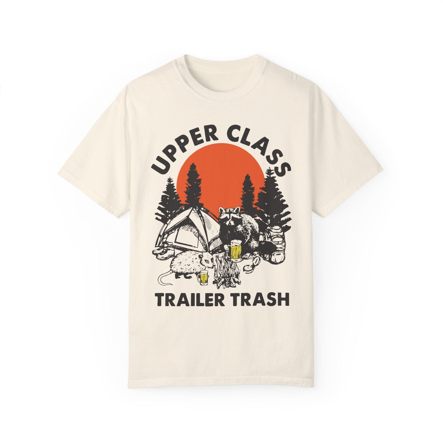 Upper Class Trailer Trash Shirt - Cute Raccoon Camp Shirt Ivory