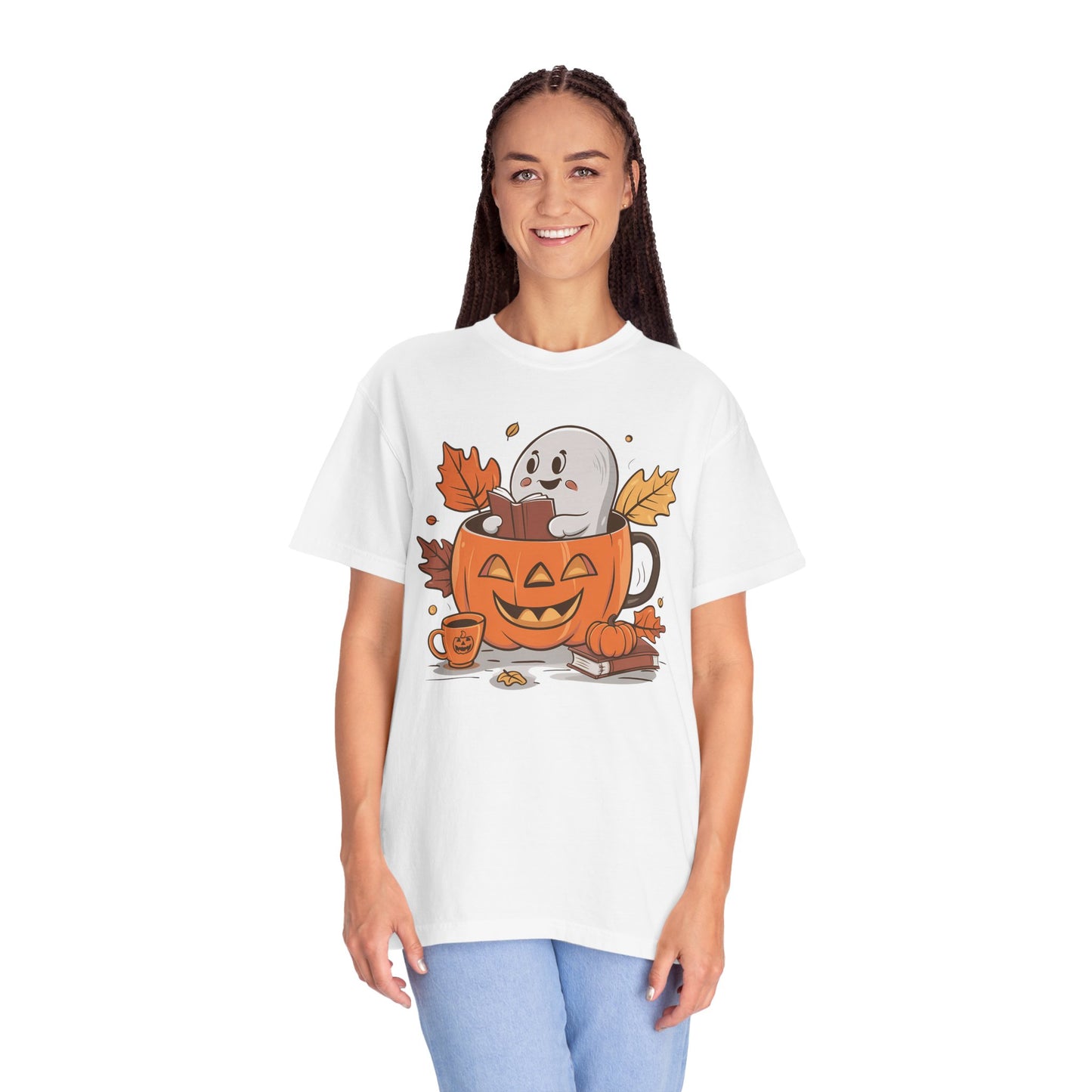 Cute Pumpkin Bookish Ghost Halloween Shirt