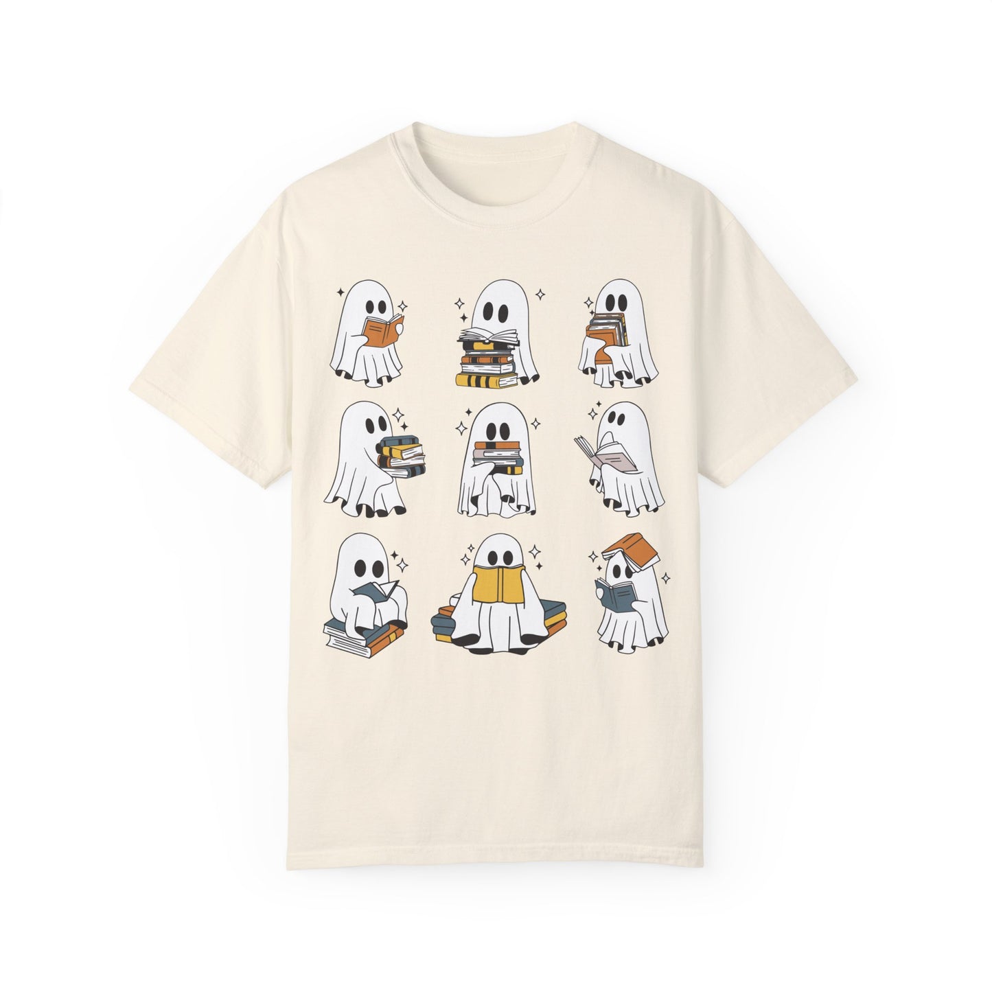 Comfort Colors Ghost Reading Books Shirt - Bookish Halloween Shirt Ivory