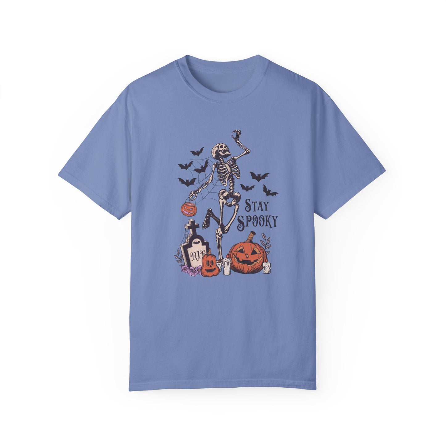 Comfort Colors® Dancing Skeleton Shirt - Stay Spooky Shirt Washed Denim