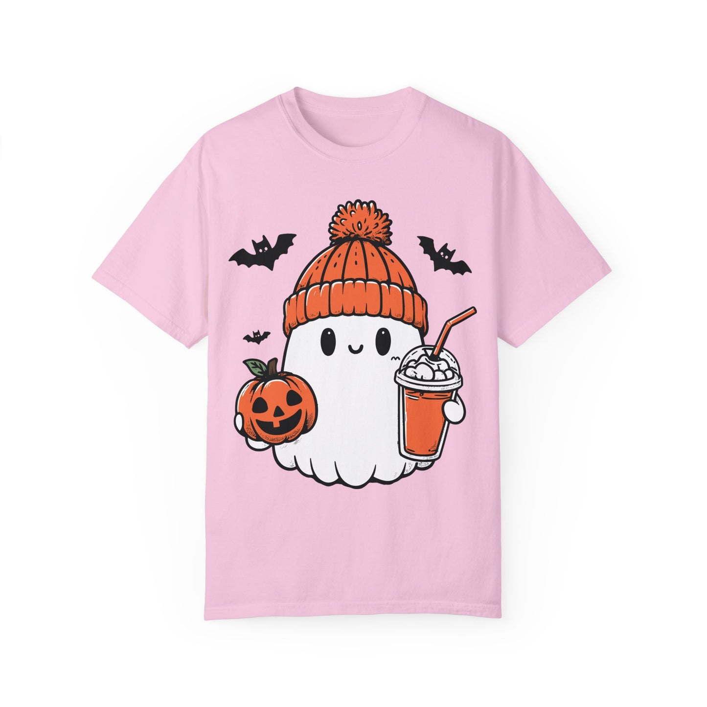 Comfort Colors Сute Ghost Coffee Shirt, Сute Little Ghost Iced Coffee t-shirt Blossom