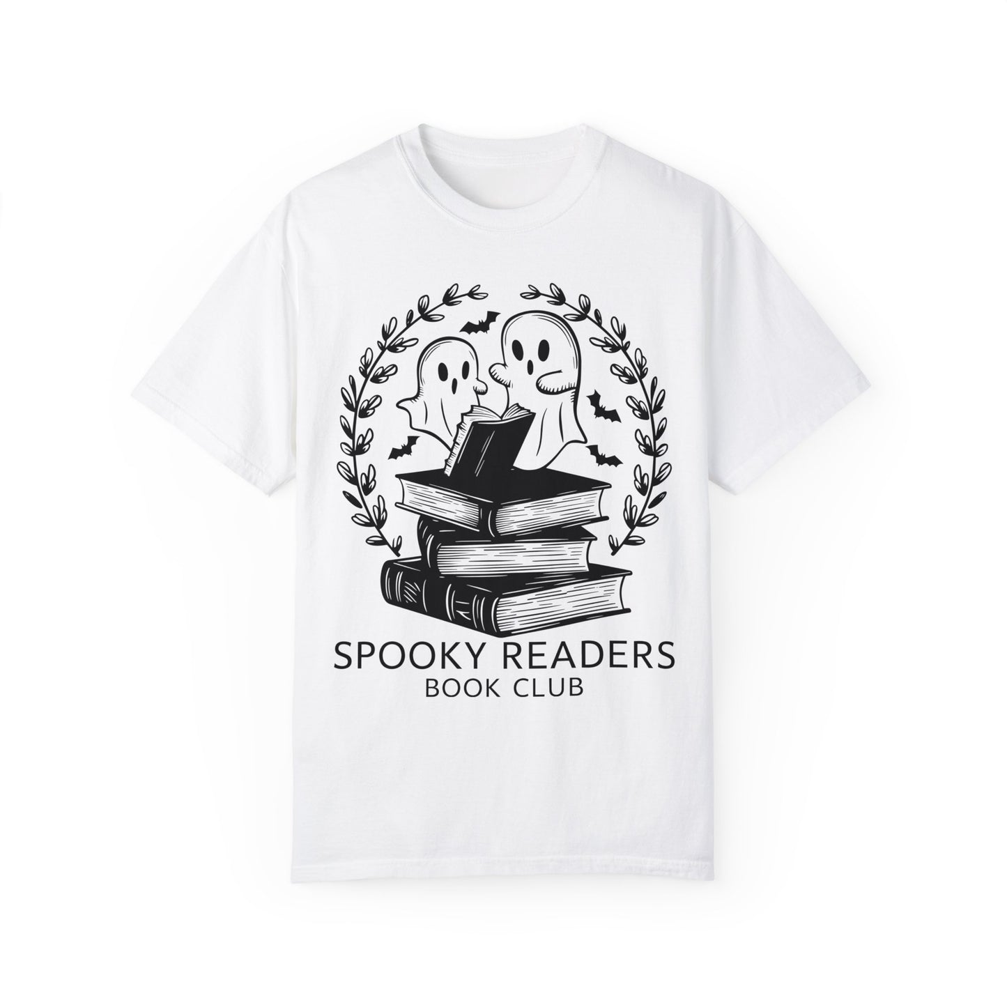 Comfort Colors Spooky Book Club Shirt, Book Ghost Shirt, Halloween Shirt White