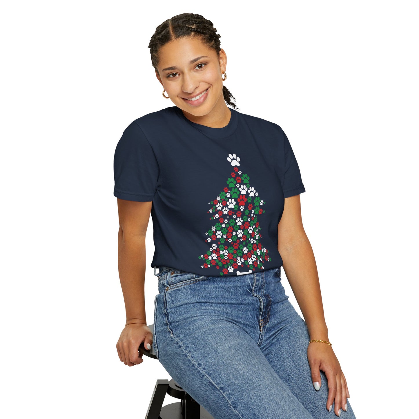Paw Prints Christmas Tree Shirt, Merry Christmas, Dog Lover Shirt