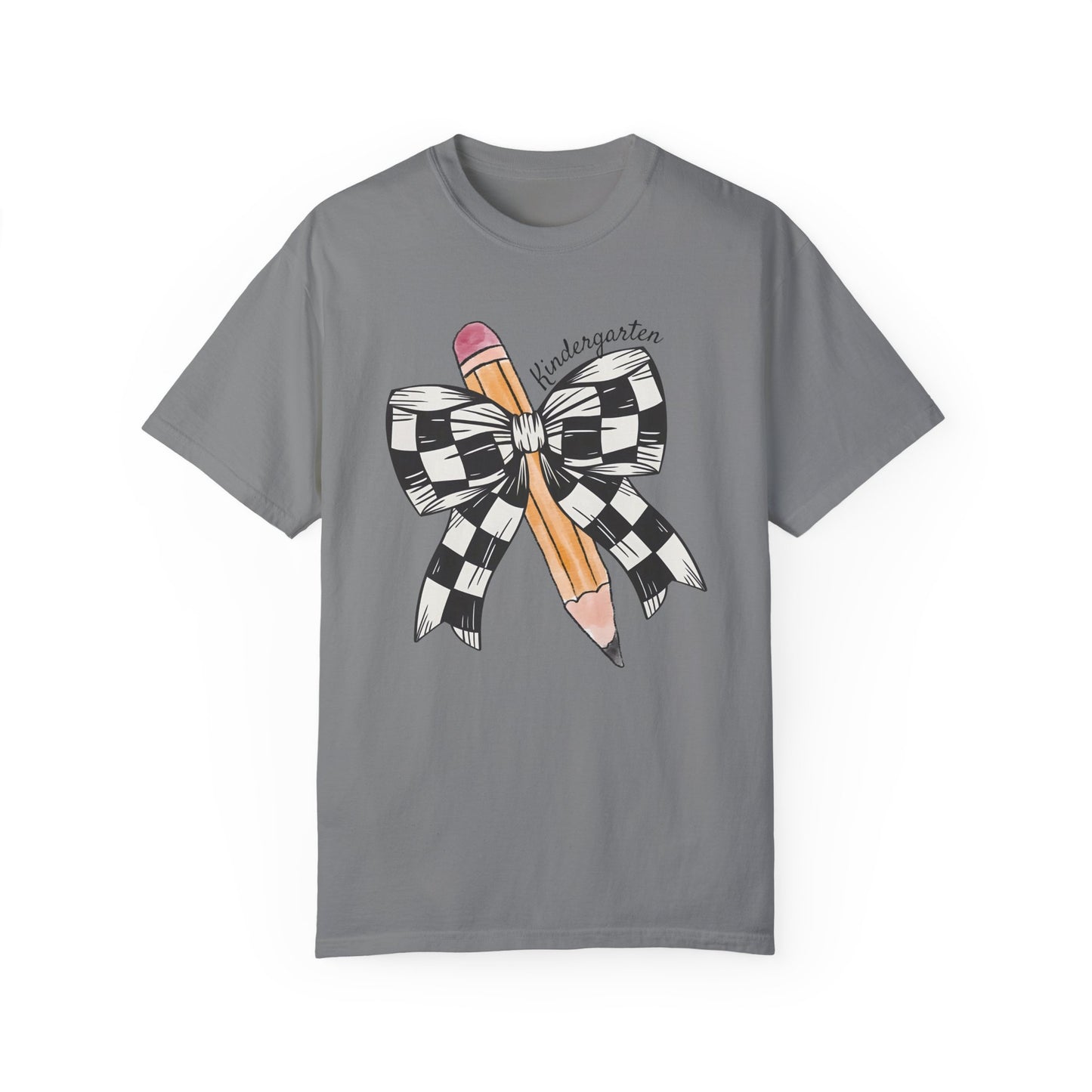 Comfort Colors Retro Coquette Pencil Kindergarten Teacher Shirt Grey