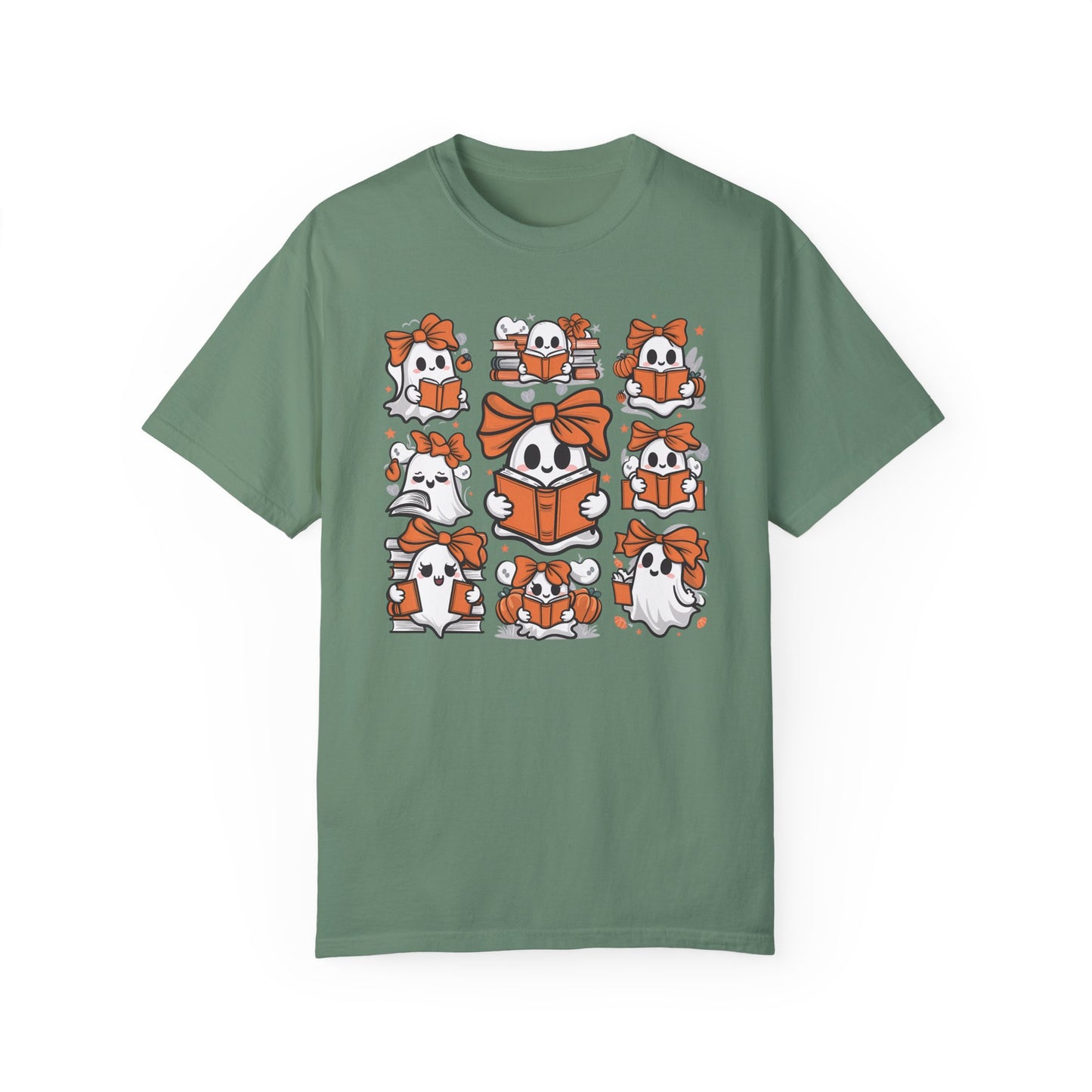 Ghost Reading Shirt, Teacher Halloween Shirt Light Green