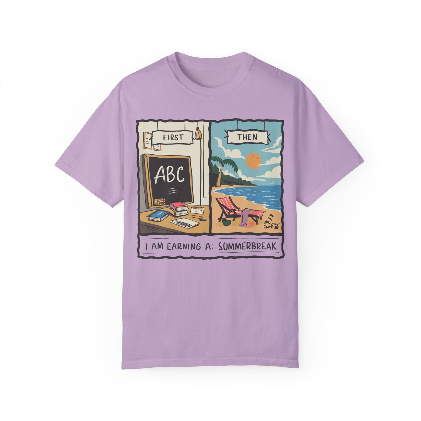 First Teach Then Beach School Out For Summer Shirt - Teacher Vacation Apparel Orchid