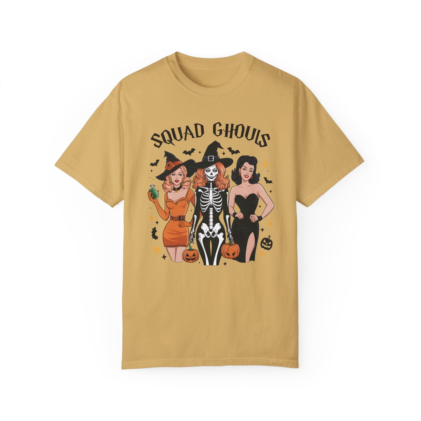 Squad Ghouls Shirt Retro Halloween Comfort Color Tee Mustard