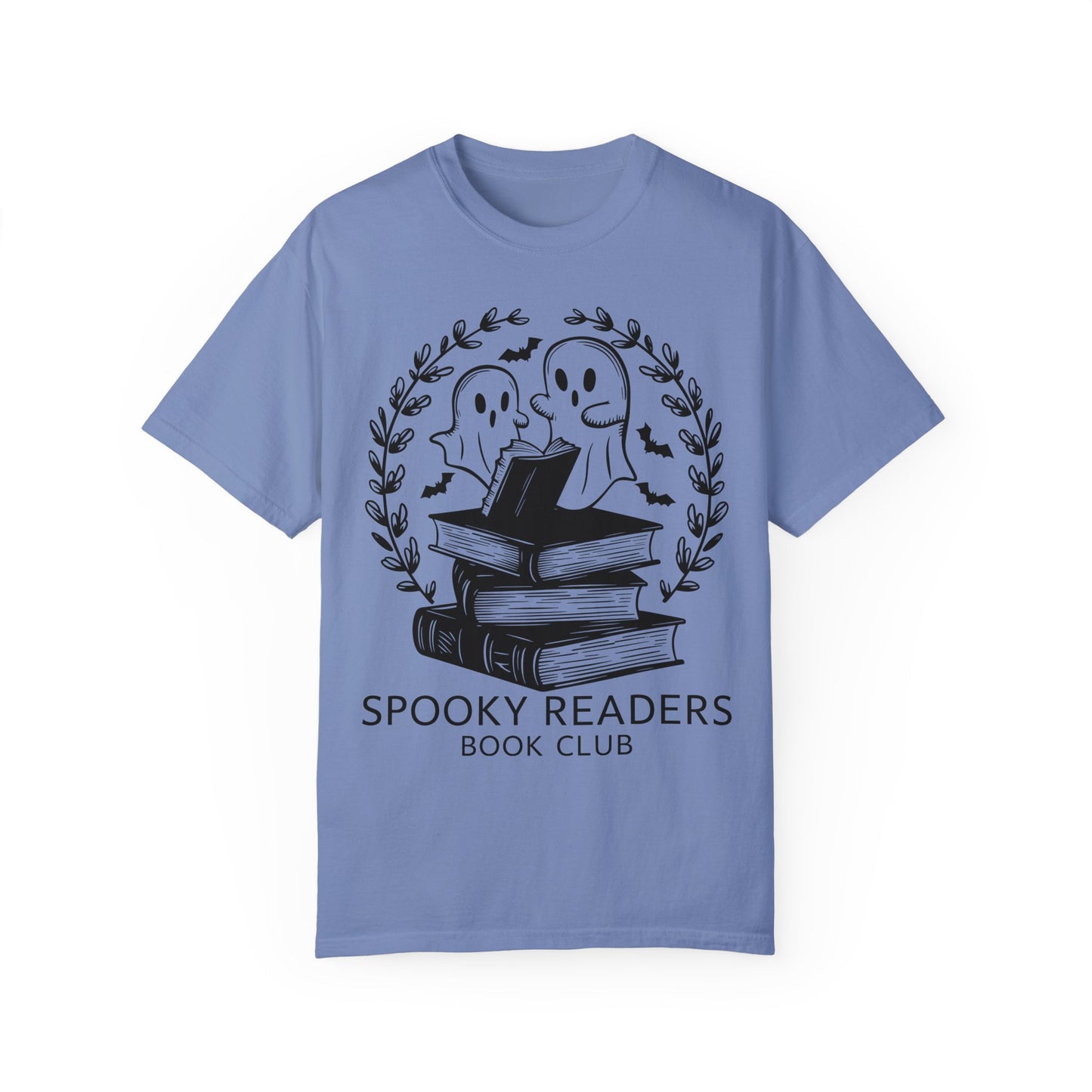 Comfort Colors Spooky Book Club Shirt, Book Ghost Shirt, Halloween Shirt Washed Denim