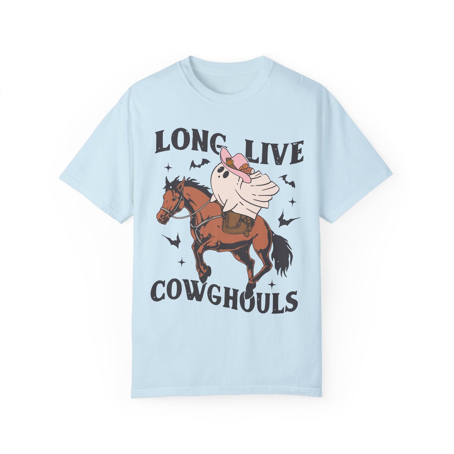 Long Live Cowghouls Western Halloween Graphic Tee Shirt Chambray