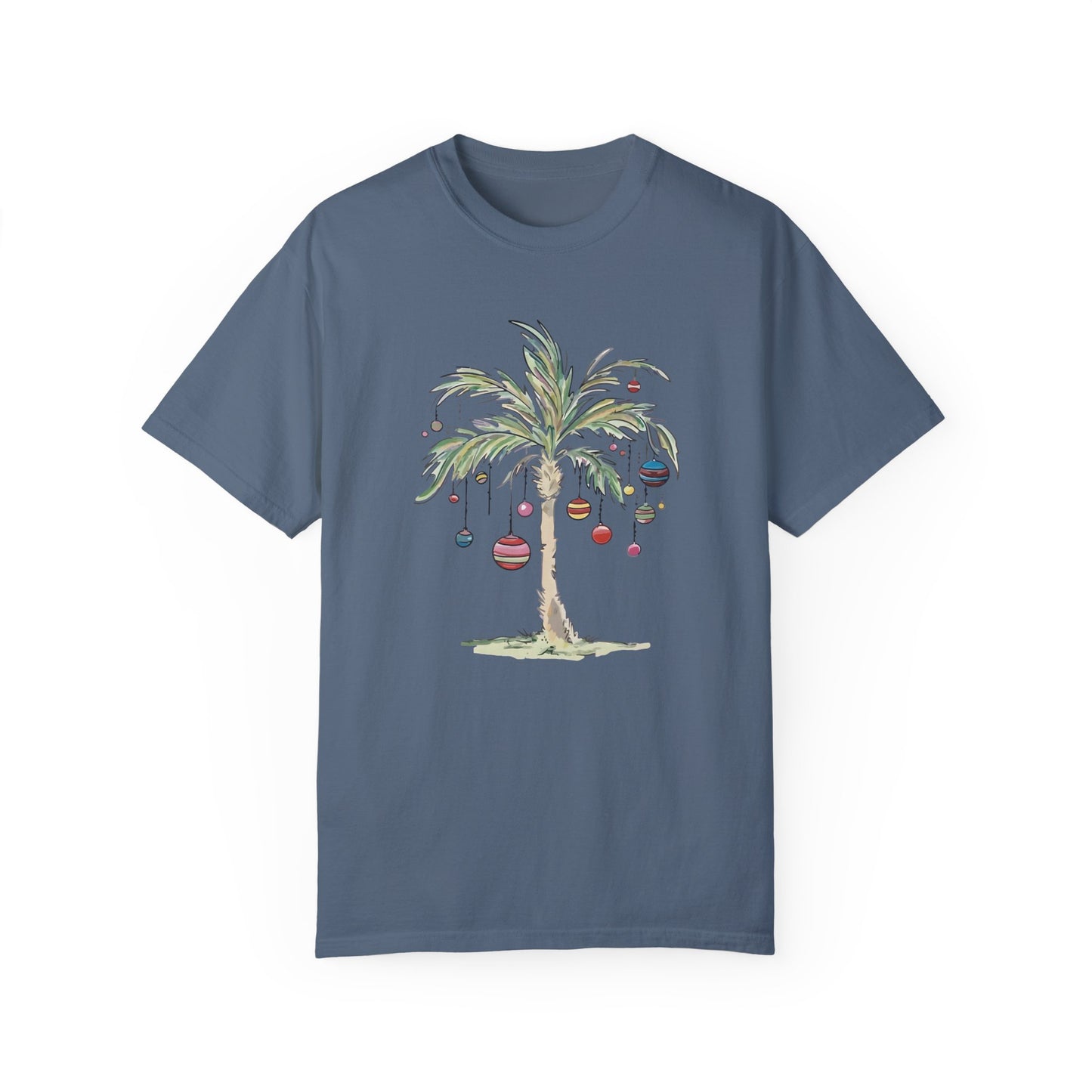 Christmas Palm Tree Shirt - Tropical Xmas Gift Blue Jean