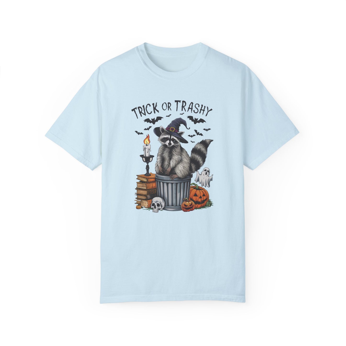Trick or Trashy Raccoon Vintage Graphic T-shirt Chambray