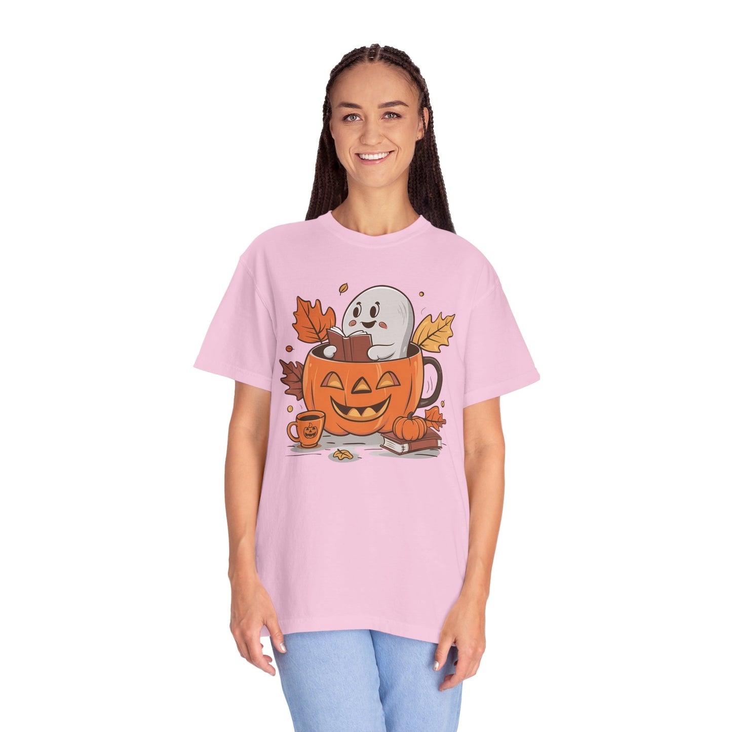 Cute Pumpkin Bookish Ghost Halloween Shirt