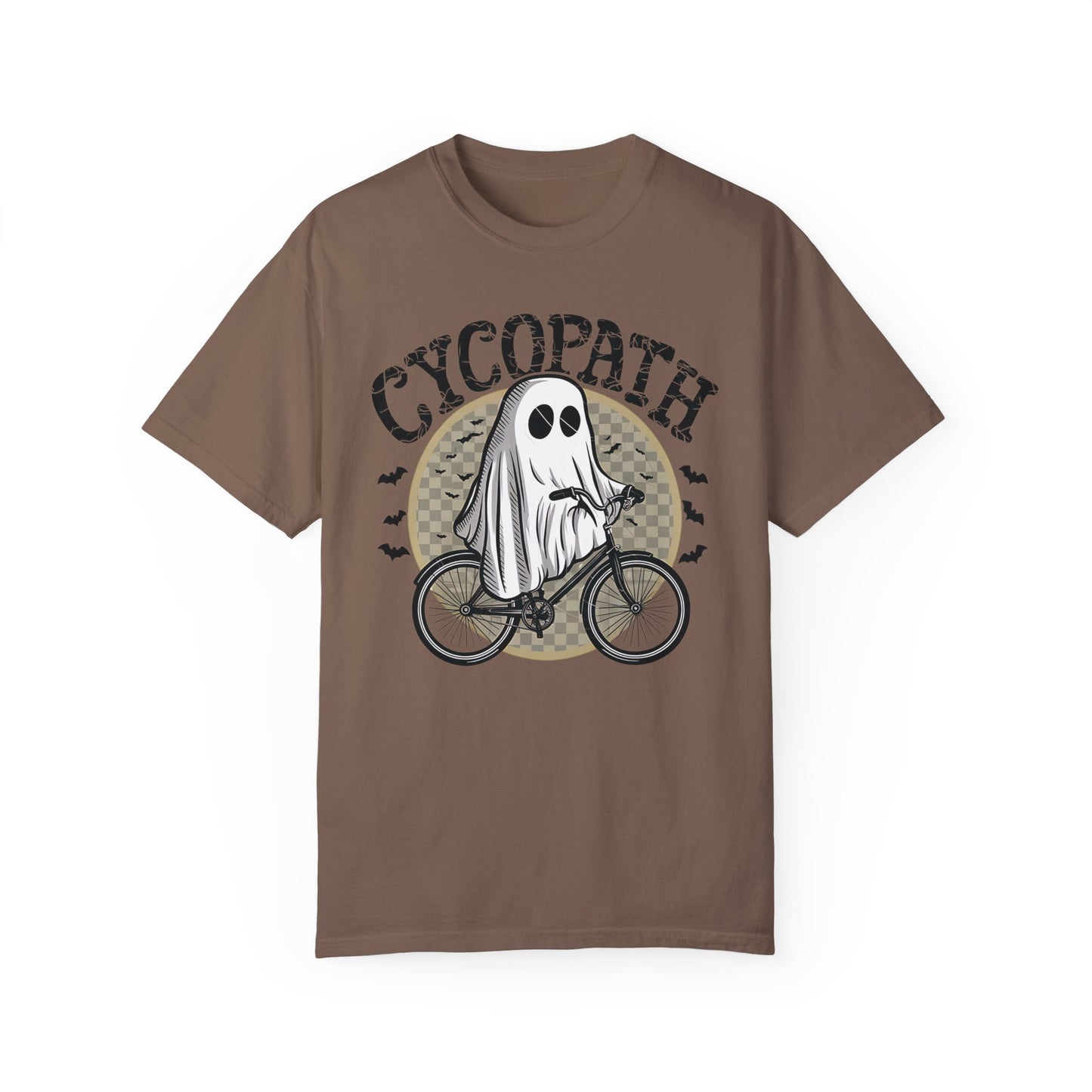 Halloween Shirts Ghost Riding Bicycle TShirt ,Cycopath, Funny Halloween Espresso