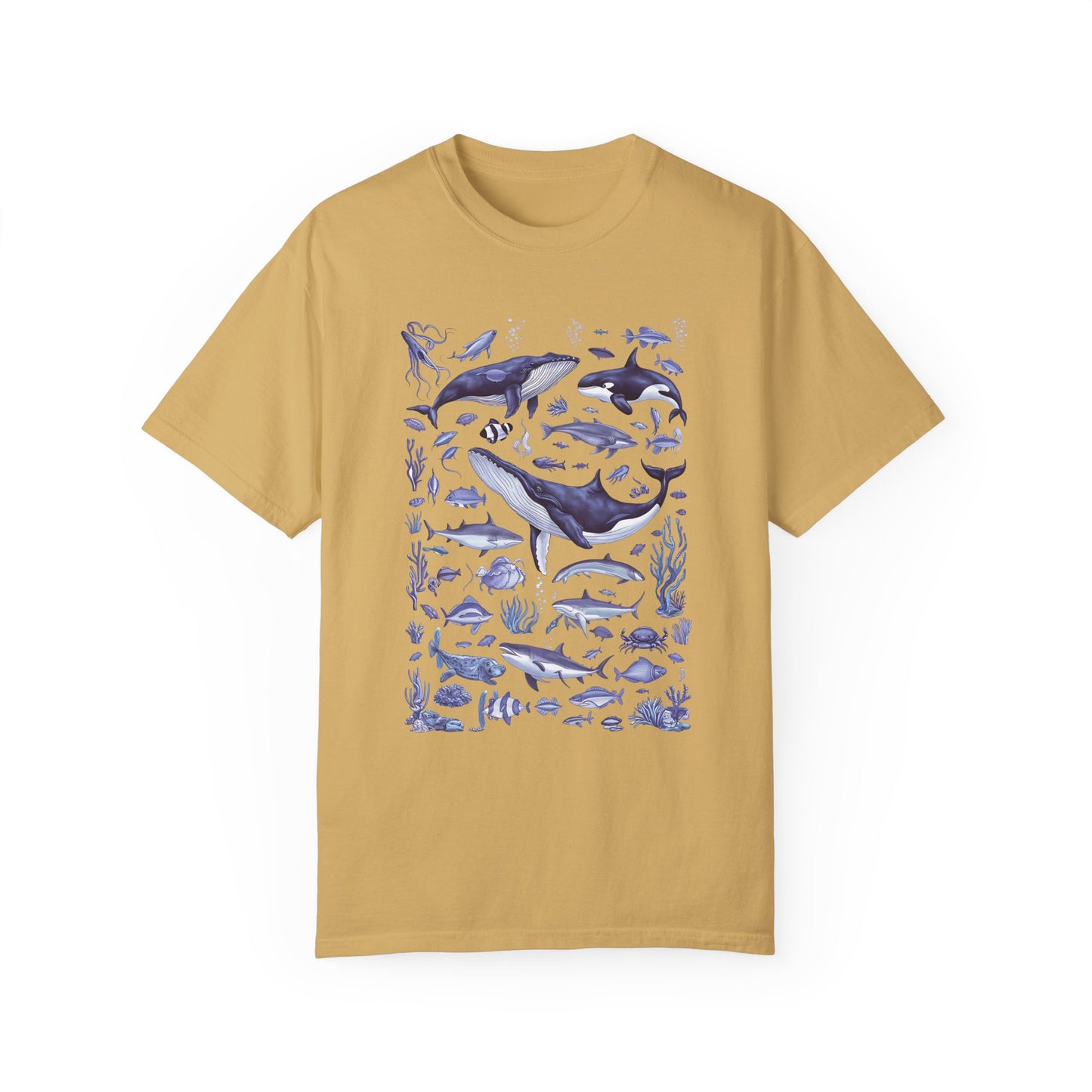 Vintage 90s Tattoo Sea Animal Tshirt Mustard