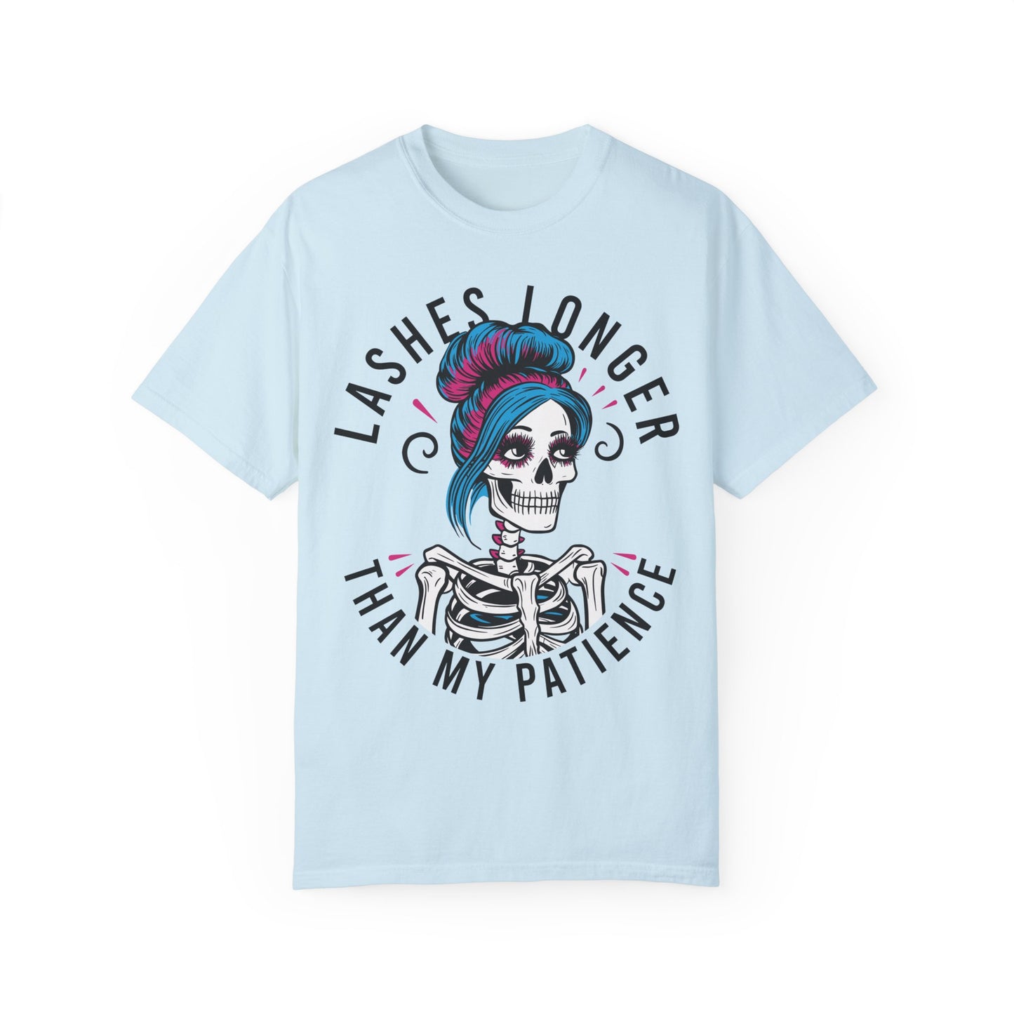 Lashes Longer than my Patience Skeleton Unisex Shirt Chambray