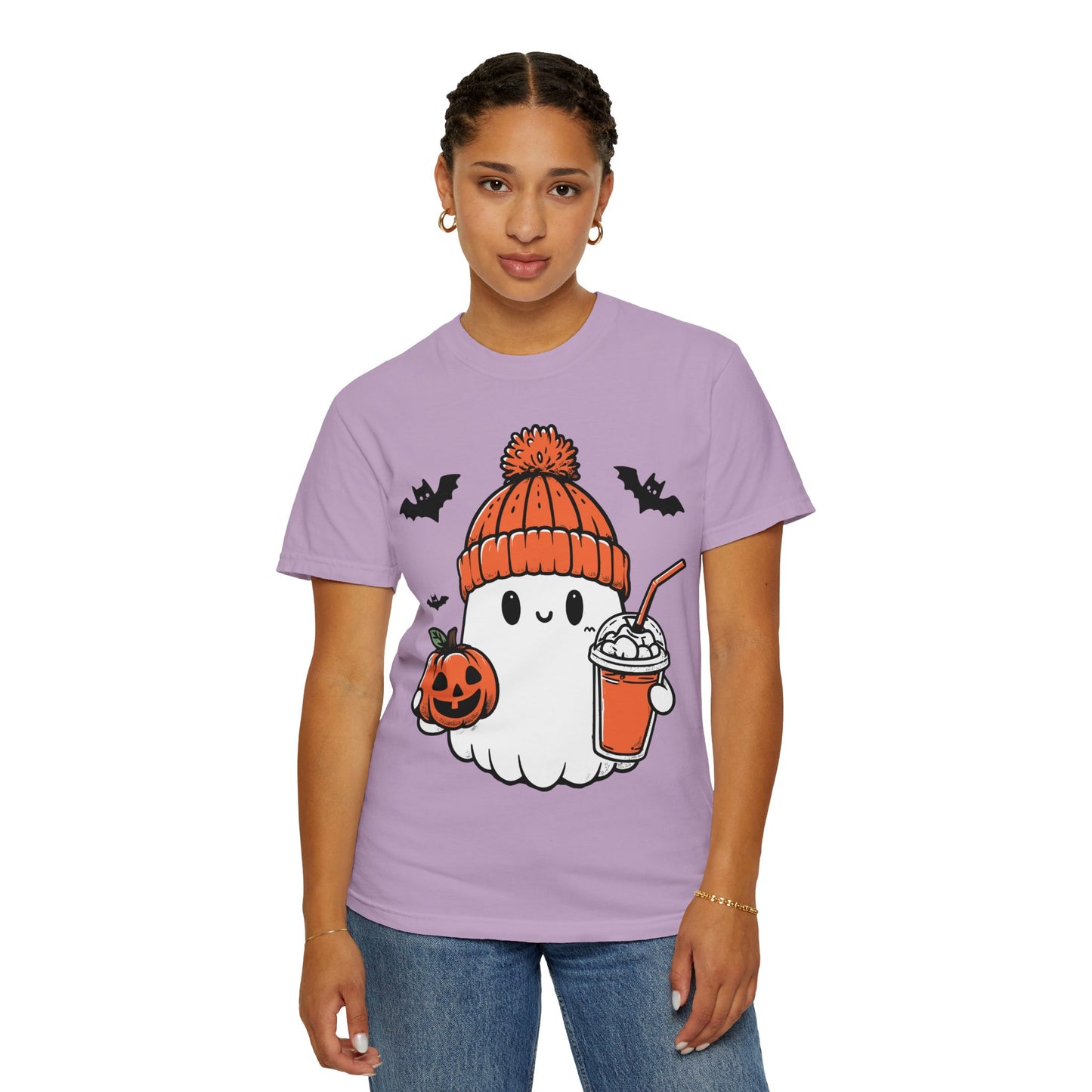 Comfort Colors Сute Ghost Coffee Shirt, Сute Little Ghost Iced Coffee t-shirt