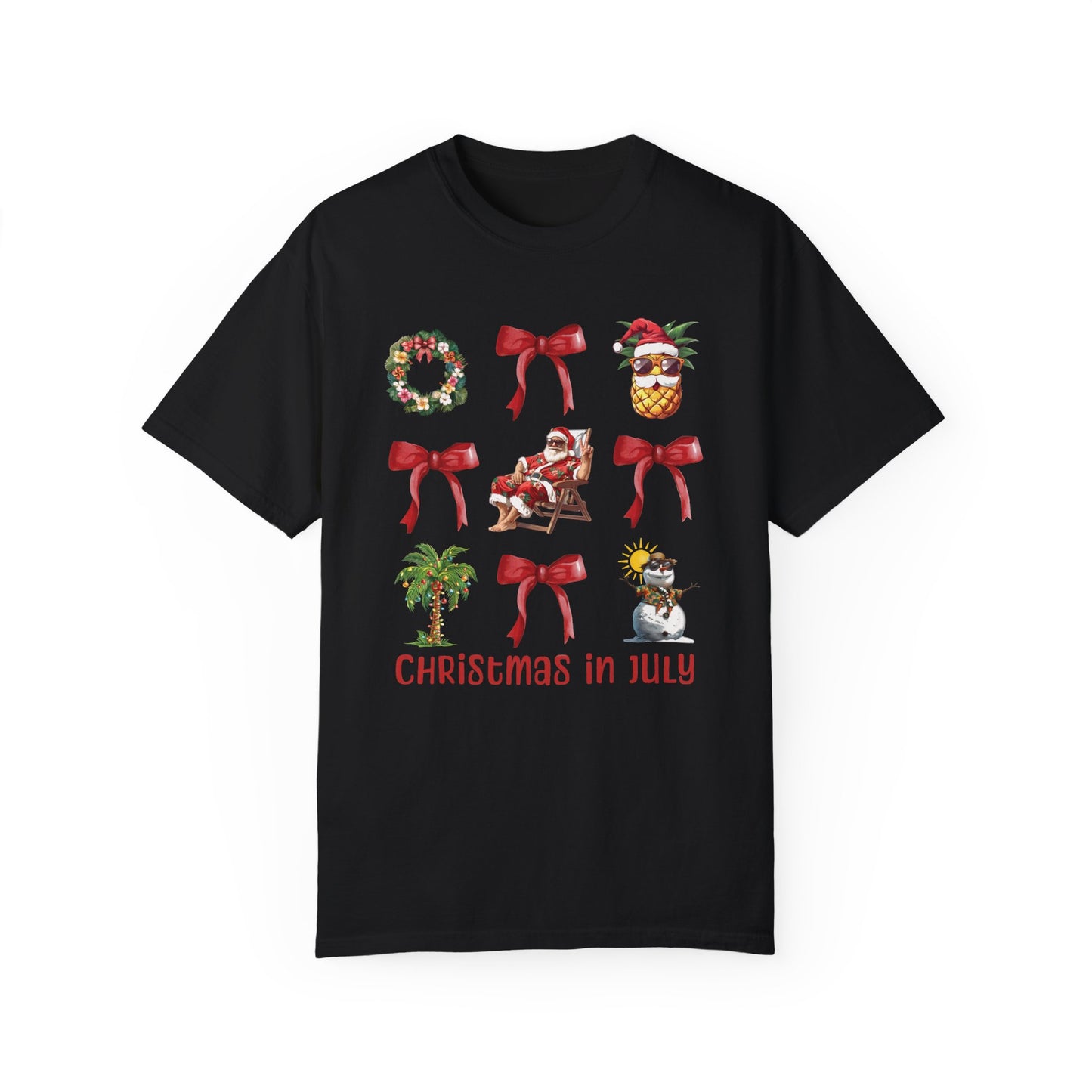 Coquette Christmas In July Santa Summer T-Shirt Black