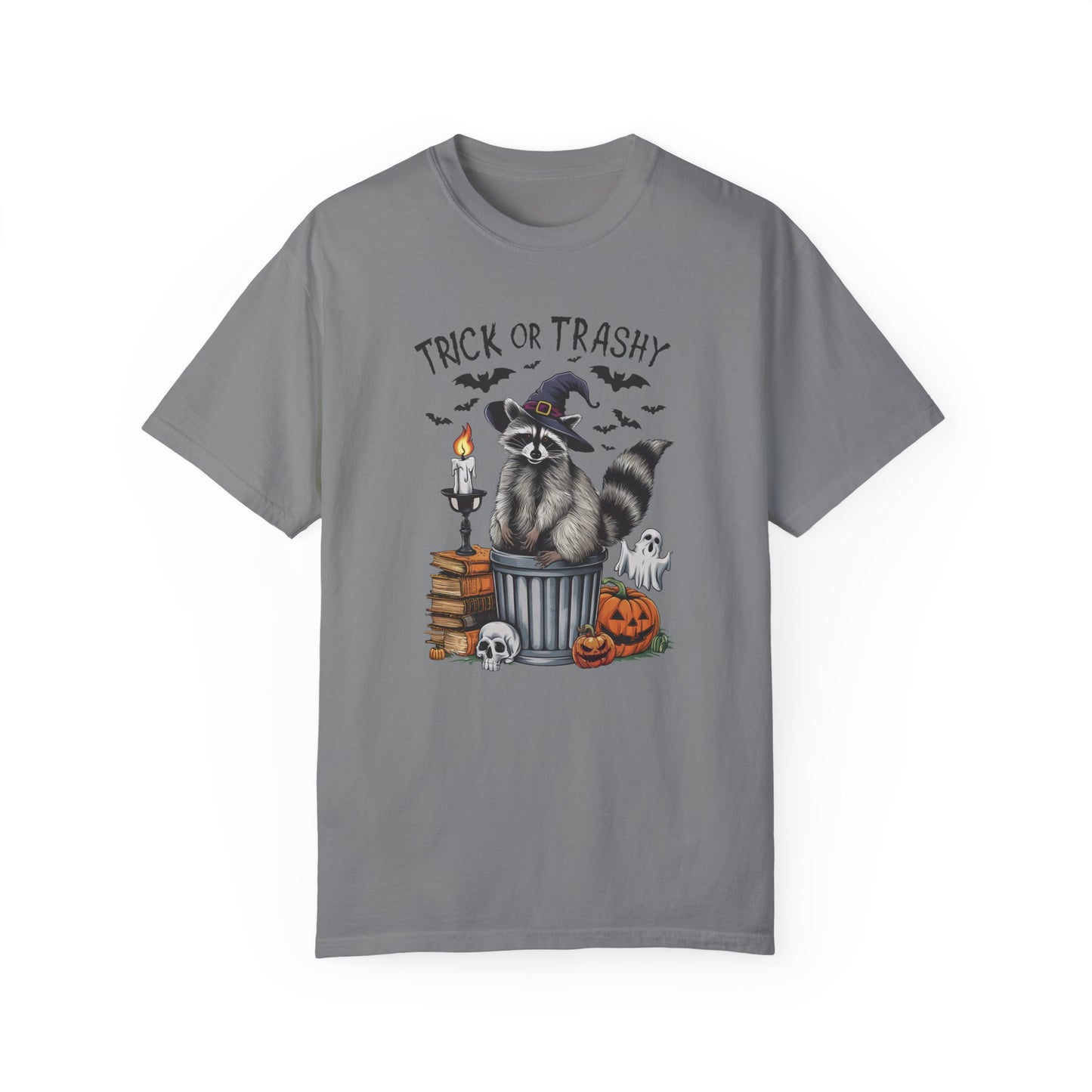 Trick or Trashy Raccoon Vintage Graphic T-shirt Grey