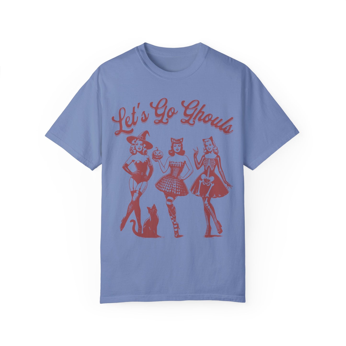 Lets Go Ghouls Witches Shirt - Spooky Girls Comfort Colors T-shirt Washed Denim