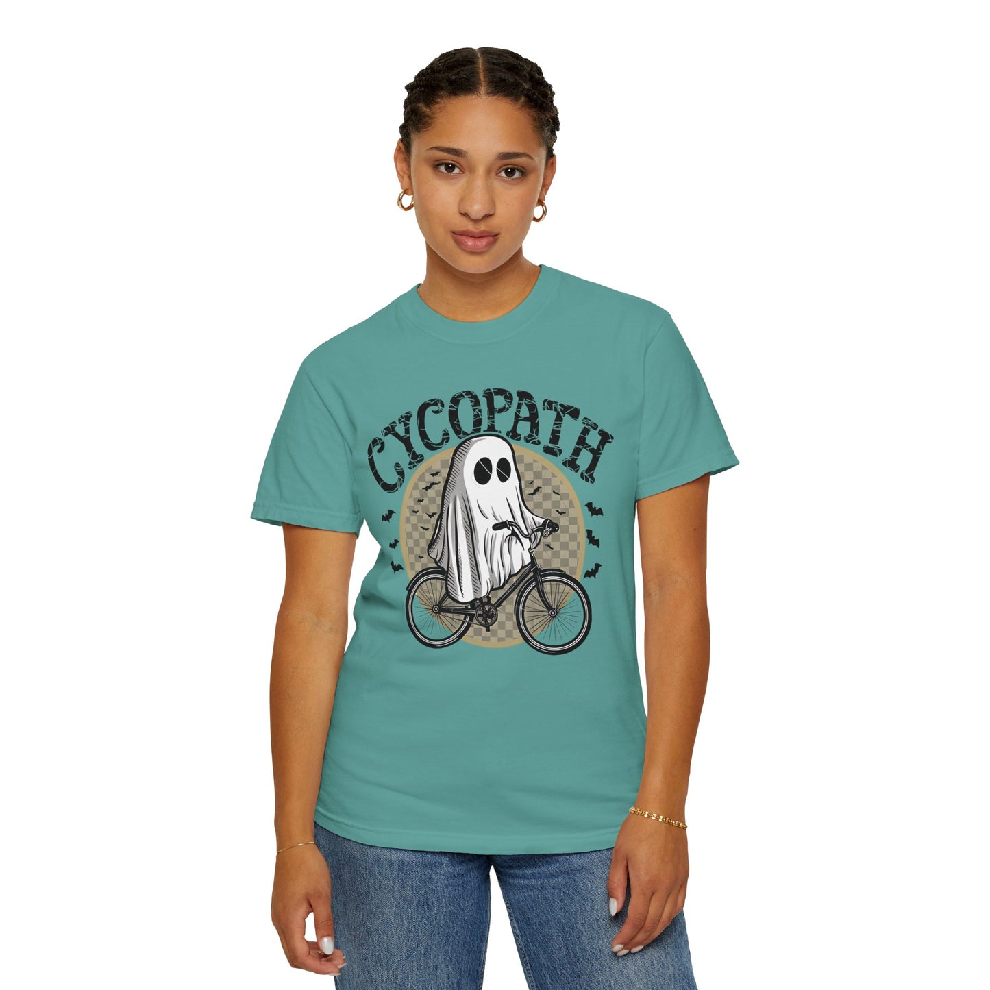 Halloween Shirts Ghost Riding Bicycle TShirt ,Cycopath, Funny Halloween