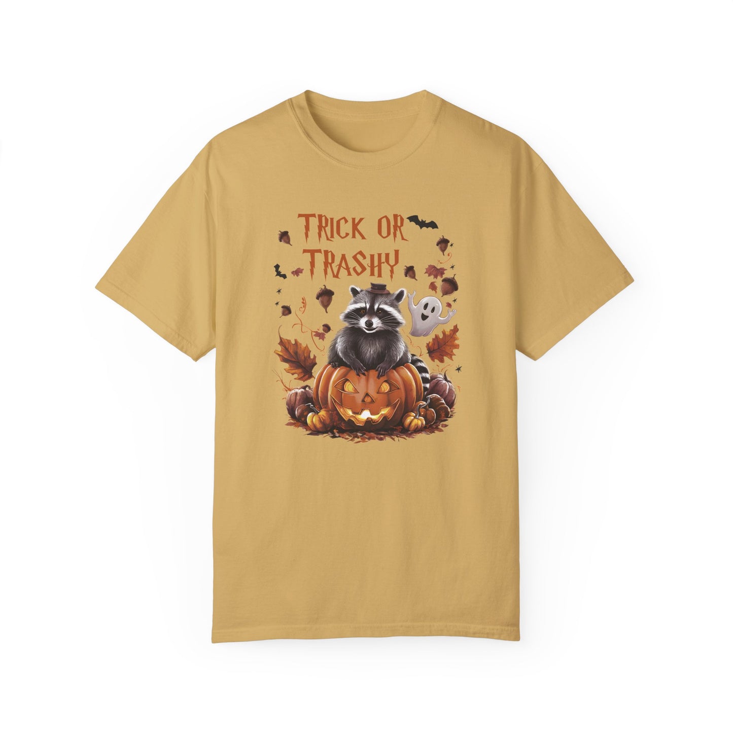 Comfort Colors® Trick or Trashy Racoon Halloween Shirt Mustard