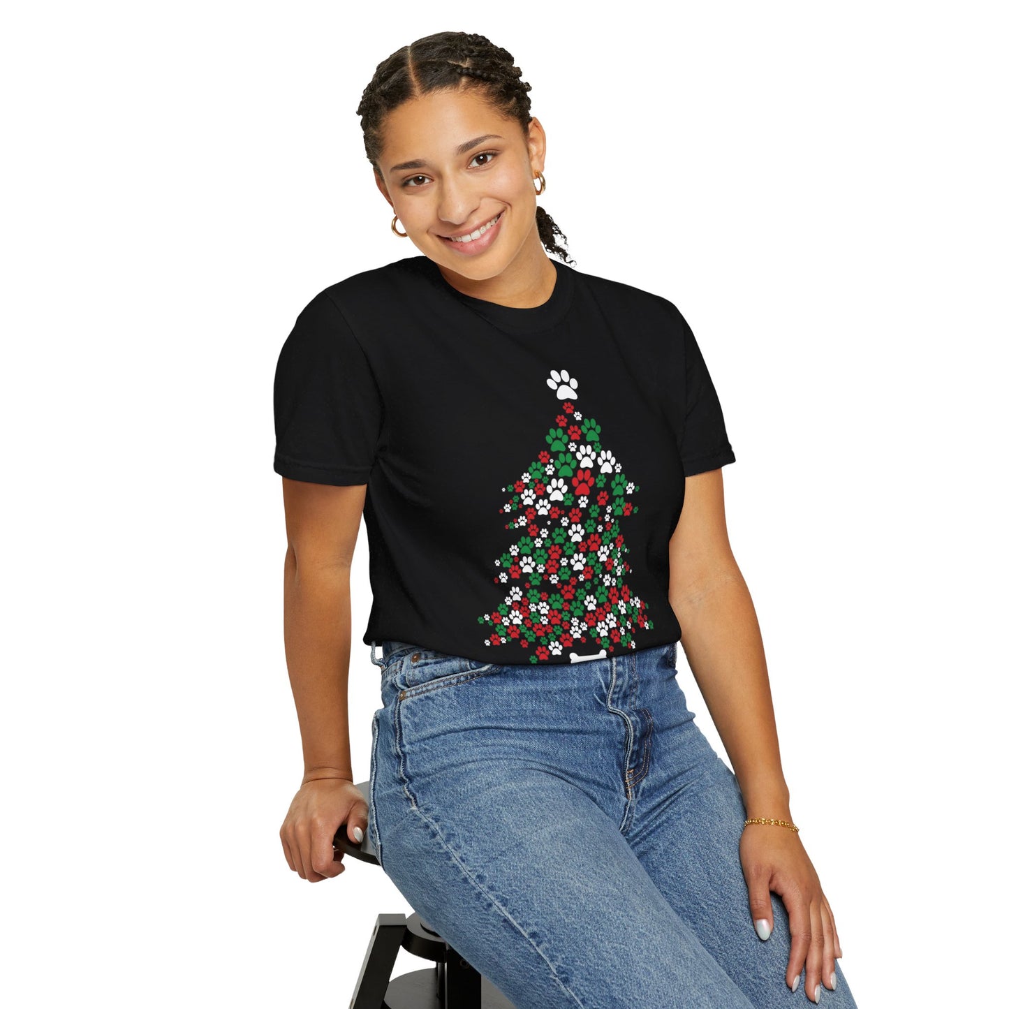 Paw Prints Christmas Tree Shirt, Merry Christmas, Dog Lover Shirt