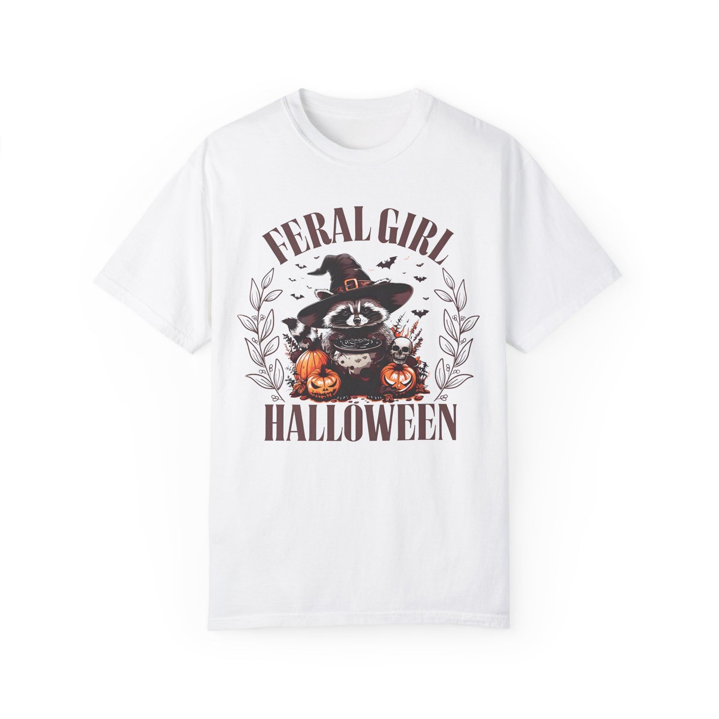Feral Girl Halloween Funny Raccoon Shirt White
