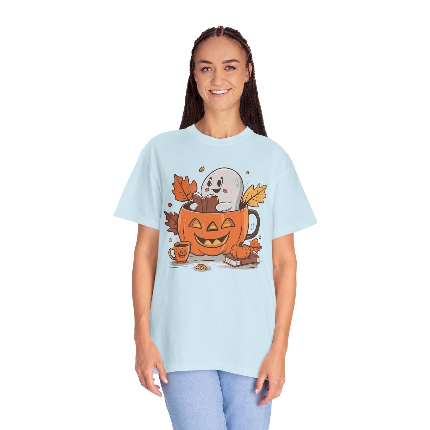 Cute Pumpkin Bookish Ghost Halloween Shirt
