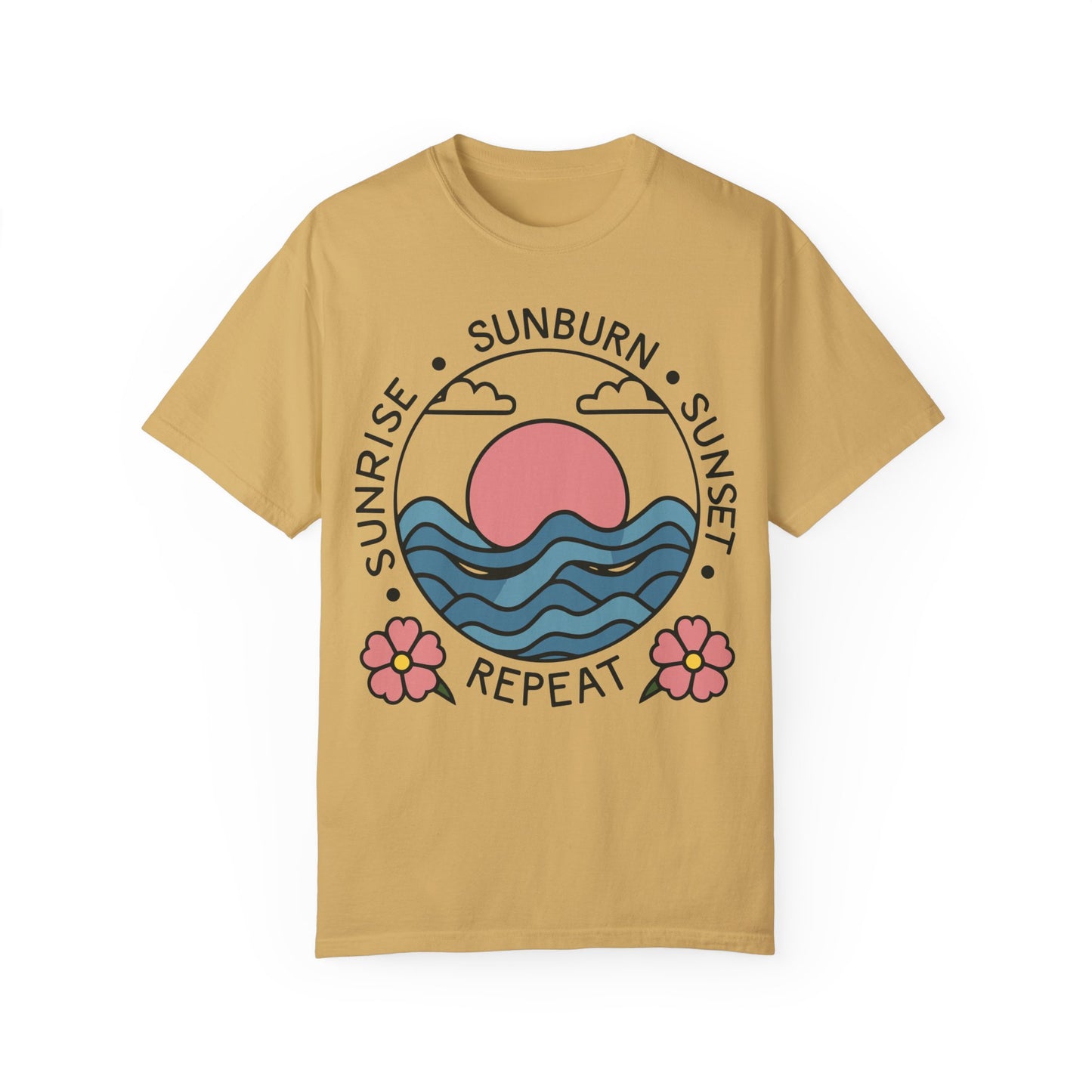 Retro Summer Shirt Sunrise Sunburn Sunset Repeat Shirt Mustard
