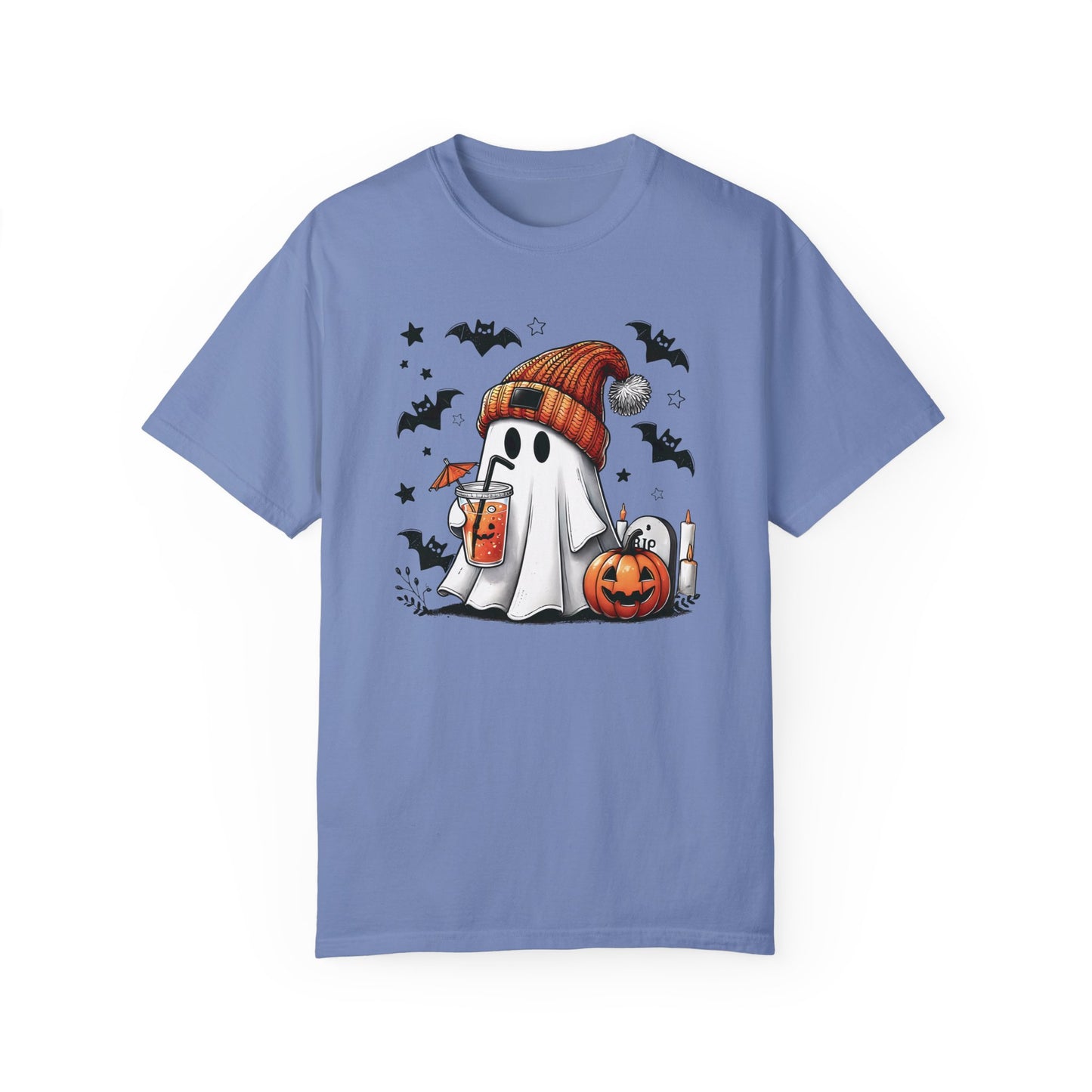 Halloween Ghost Comfort Colors Shirt, Cute Ghost Shirt, Womens Halloween Washed Denim