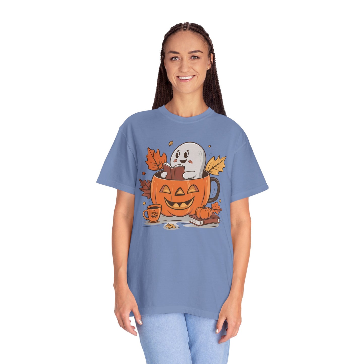 Cute Pumpkin Bookish Ghost Halloween Shirt