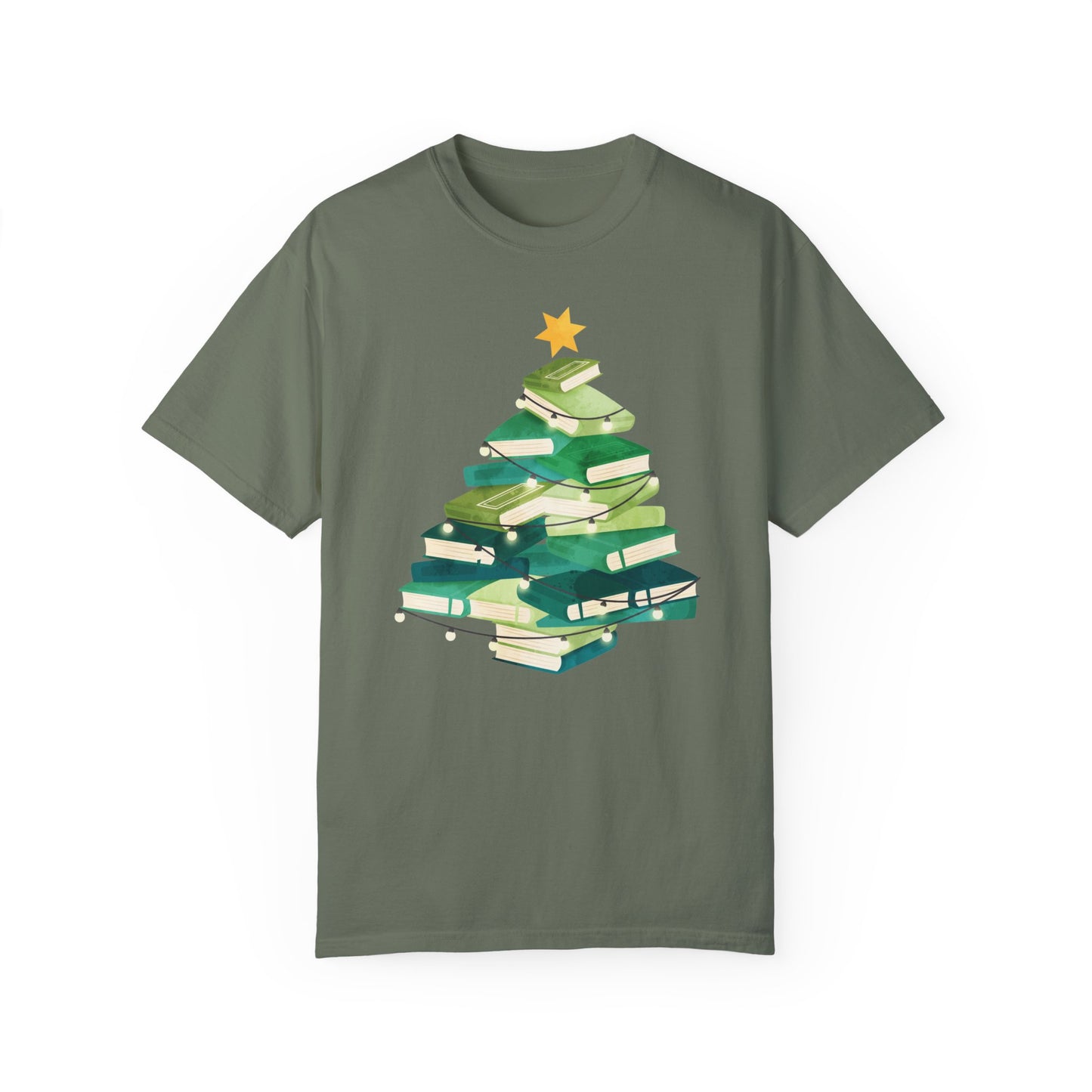 Christmas Book Tree Shirt, Christmas Gift,Book Lovers Christmas Gift,Bookworm Christmas Shirt Moss