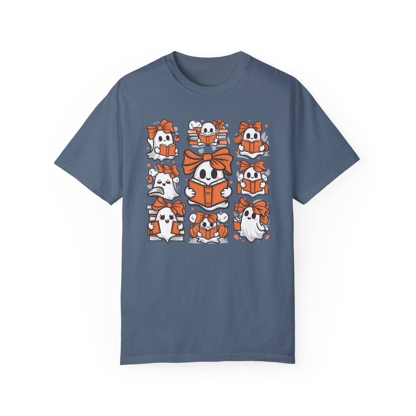 Ghost Reading Shirt, Teacher Halloween Shirt Blue Jean
