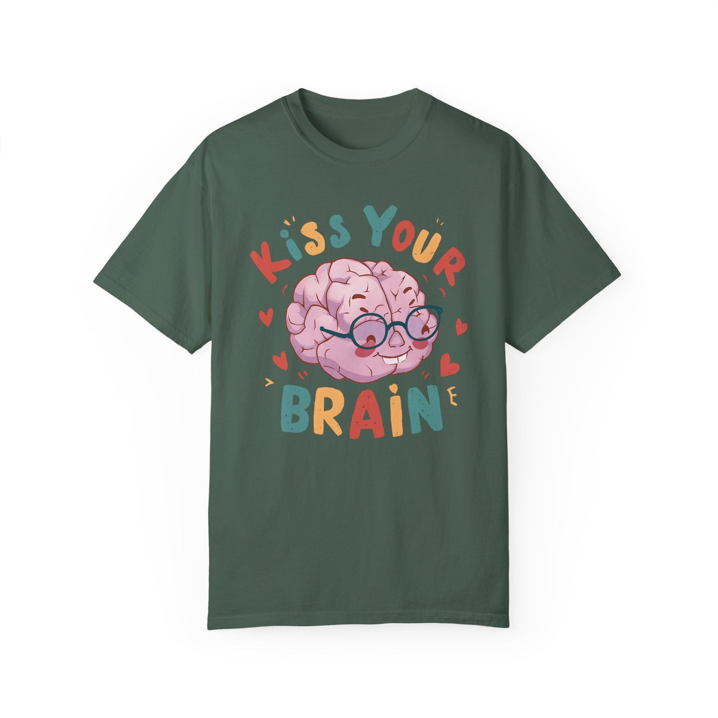 Kiss Your Brain Teacher Shirt Blue Spruce
